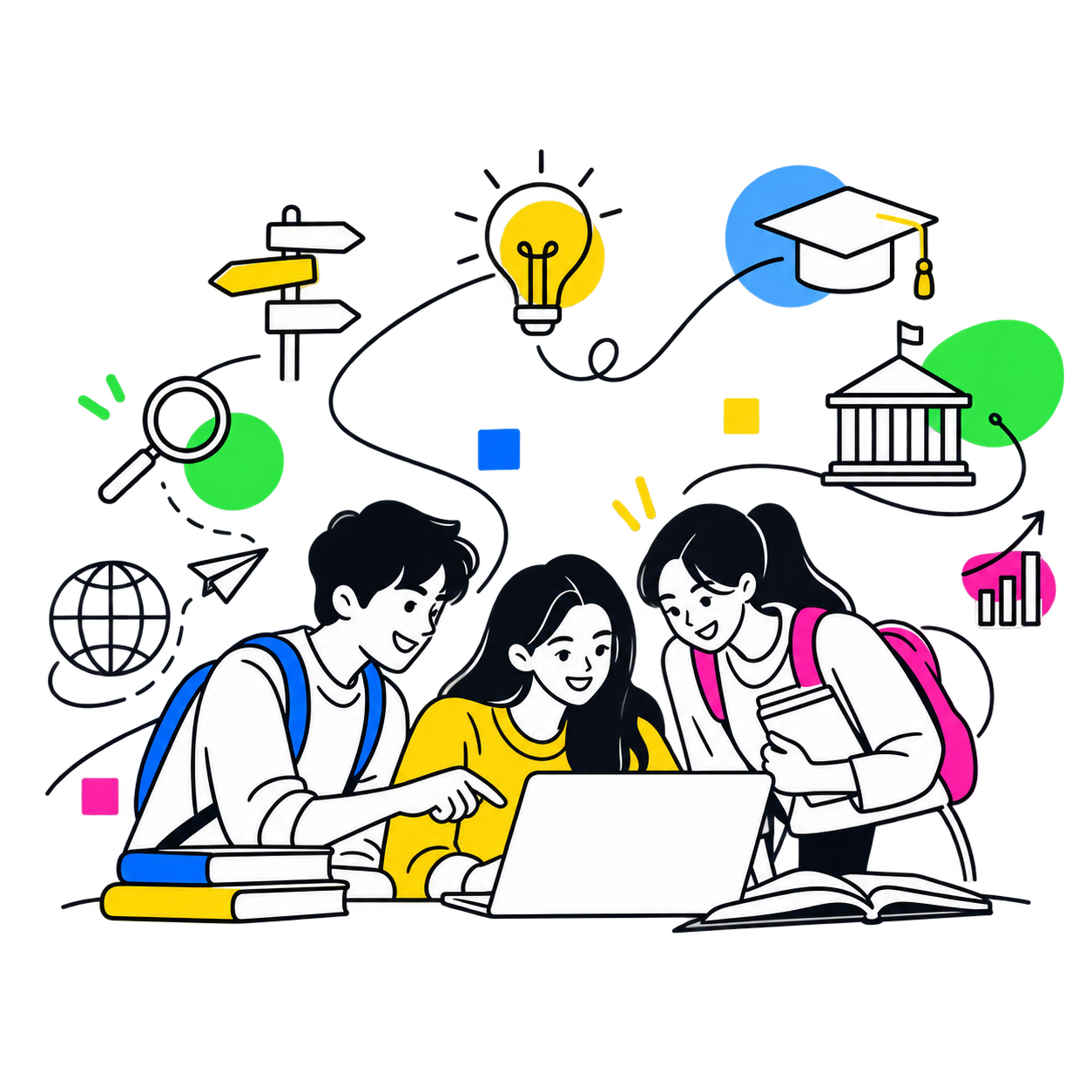 Students exploring careers, courses and university pathways together